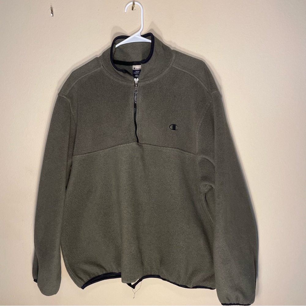 Large army green Champion quarter zip fleece